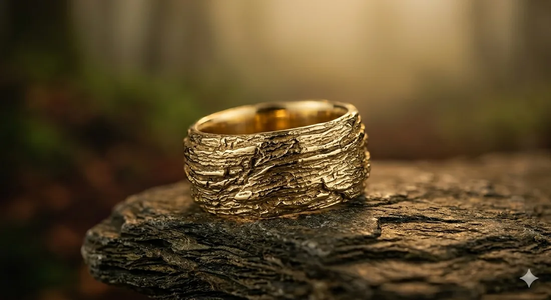 A bark-textured ring, the Edward Thomas collection